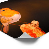 止まり木の小さなロビン鳥3羽 ポスター (角)