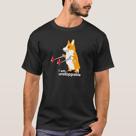 止められないコーギー Tシャツ (正面)
