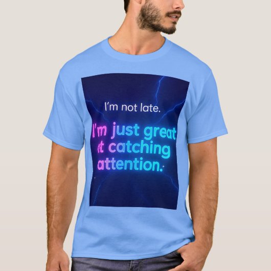 止められないネオンボルトティーY2Kエネギー落下 Tシャツ (正面)