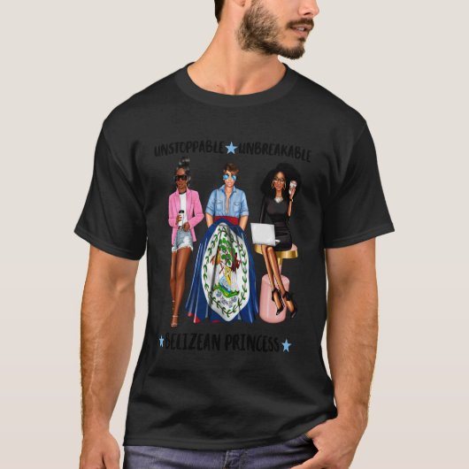 止められないベリーズ王女 ベリーズの旗 女性 Tシャツ (正面)