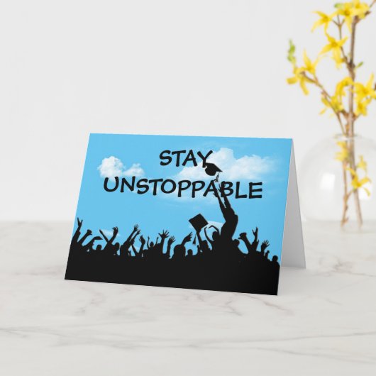 止められない文字卒業 カード (黄色い花)