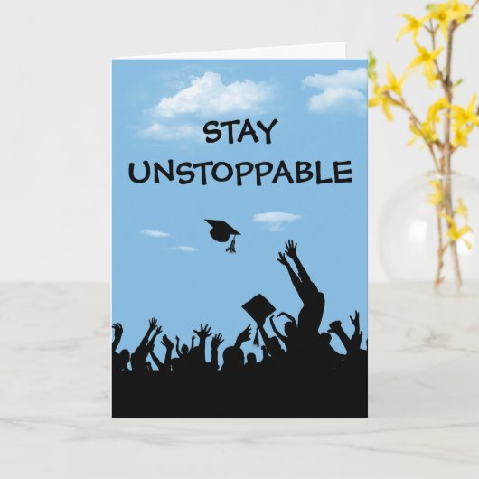 止められない文字卒業 カード (黄色い花)