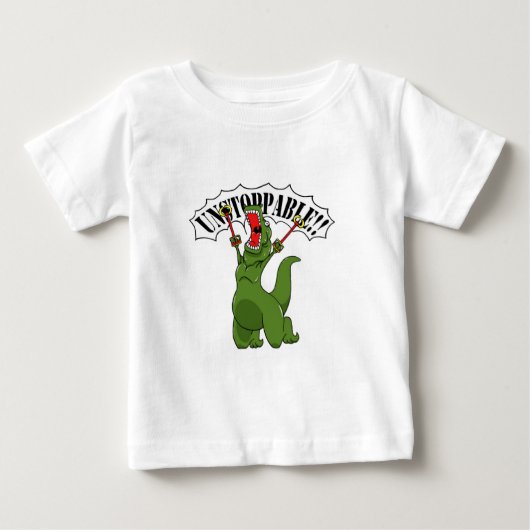 止められないTレックス ベビーTシャツ (正面)