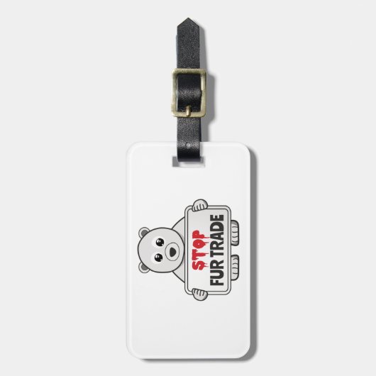 止めろ毛皮取引 悲しみの北極熊 ラゲッジタグ (正面縦)