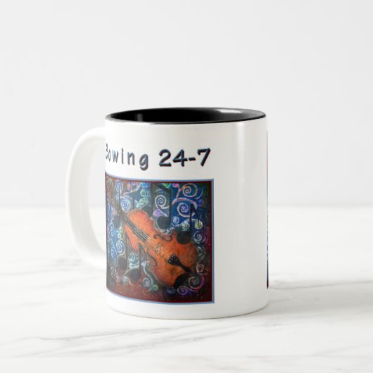 止め枠のバイオリンのマグ ツートーンマグカップ (正面左)