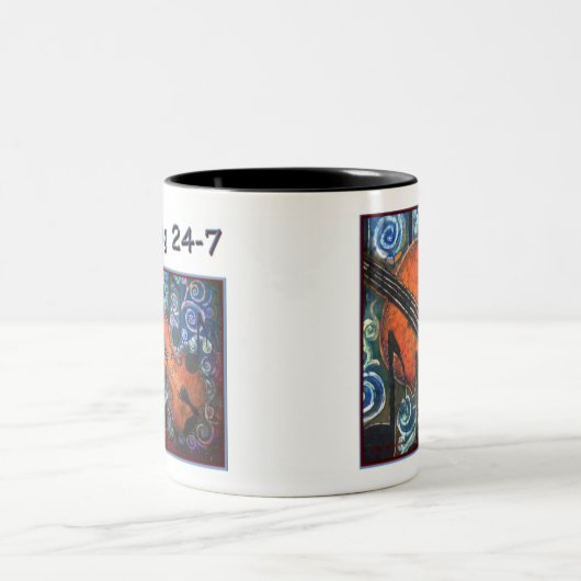 止め枠のバイオリンのマグ ツートーンマグカップ (中央)