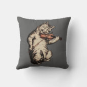 止め枠の芸術音楽引用文を遊んでいるヴィンテージ猫 クッション (裏面)