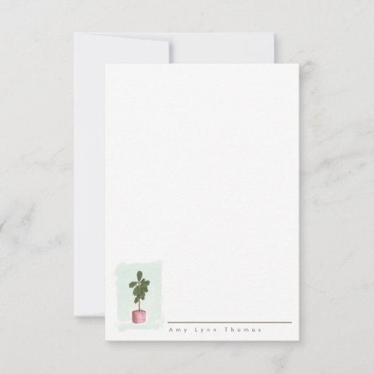 止め枠の葉のイチジクのパーソナライズな文房具のメッセージカード サンキューカード (正面)