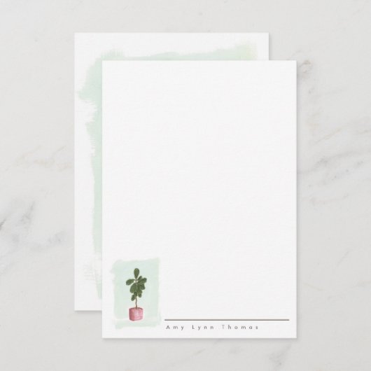 止め枠の葉のイチジクのパーソナライズな文房具のメッセージカード サンキューカード (正面/裏面)