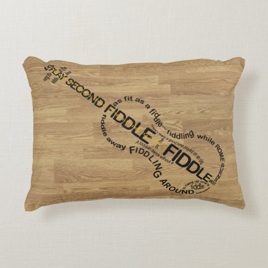 止め枠の表現の単語の芸術のバイオリンの形の木製の一見 アクセントクッション (正面)