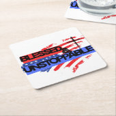 止め賛美不能なアメリカ国旗 スクエアペーパーコースター (アングル)