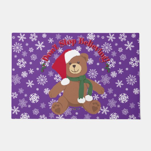止ストップ信じめて！クリスマスベア ドアマット (正面)
