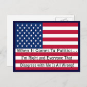 正しいおもしろいことについての政治的メッセージ ポストカード (正面/裏面)