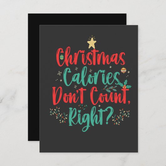 正しいクリスマスをカウントしないクリスマスのカロリーおもしろい 招待状 (正面/裏面)