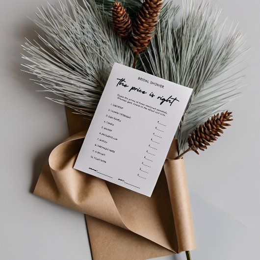正しいモダン価格のブライダルシャワーゲームを推測 招待状