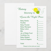 正しい価格を当てよう！ベビーシャワーゲームカード 招待状 (正面/裏面)