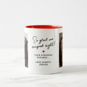 正しい2枚の写真と個人的なメッセージをスワイプして良かった ツートーンマグカップ (中央)