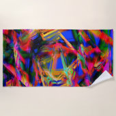 正しくないカラフルブラシストロークで汚れた正方形 ビーチタオル (正面)