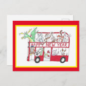 正中国の月 – 丑の年(赤) ポストカード (正面/裏面)