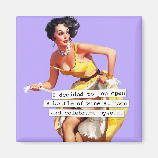 正午ポップ・アートのにワインのボトルを開く マグネット (正面)