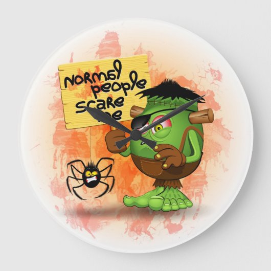 「正常な人々私を」はユーモアのあるなフランケンシュタインおびえさせます ラージ壁時計 (正面)