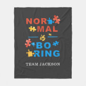 正常は退屈なパズル自閉症啓発サポート フリースブランケット (正面)