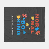 正常は退屈なパズル自閉症啓発サポート フリースブランケット (正面(横))