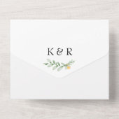 正式なひまわりとグリーンウェディングの招待状　両家の親族が記載されています オールインワン招待状 (裏面)