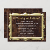 正式なアンティークバースデーパーティ招待状 招待状 (正面/裏面)