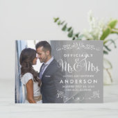 正式なタ結婚イトルの発表-グレー 招待状 (スタンド正面)