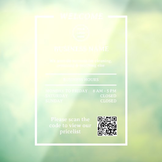 正式なプロフェッショナル ビジネスアワー QR コード ウィンドウサイン (シート3)