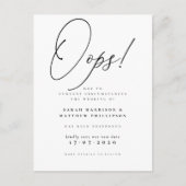 正式な延期になった結婚発表のお詫び インビテーションポストカード (正面)