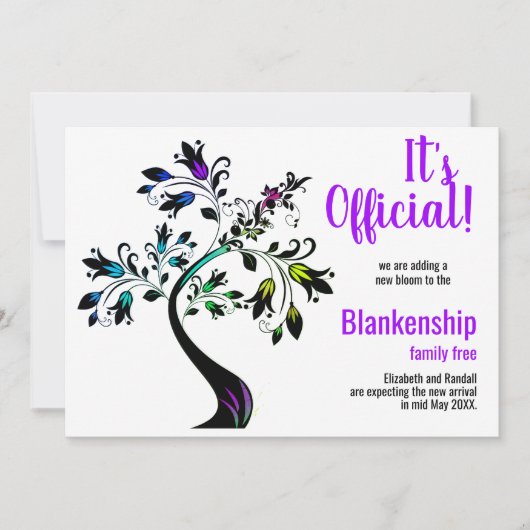 正式な期待している花の咲く紫 案内状 (正面)