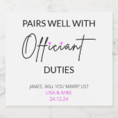 正式な職務とパーソナライズ可能なペア リキュールボトルラベル (シングルラベル)