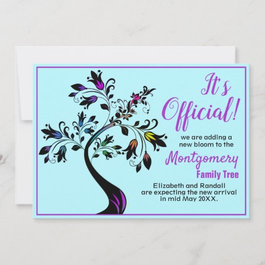 正式な開花樹ベビー 案内状 (正面)