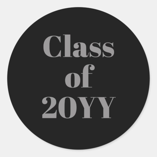 正式な黒とグレーのカスタムクラス 20YY 卒業式 ラウンドシール (正面)