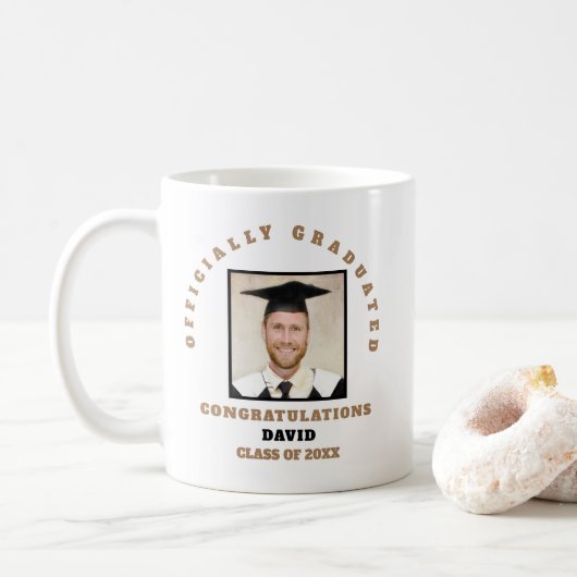 正式に卒業した写真おめでとう名Keepsake コーヒーマグカップ (ドーナツ)