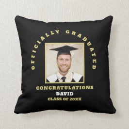 正式に卒業した写真名おめでとうブラック クッション