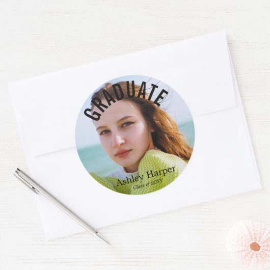 正式に卒業して写真を追加カスタムする ラウンドシール (封筒)