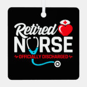 正式に解雇された退職したナース退職 メタルオーナメント (裏面)