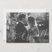 正式に!シックな筆記体結婚写真 エロープメント 招待状 (正面)