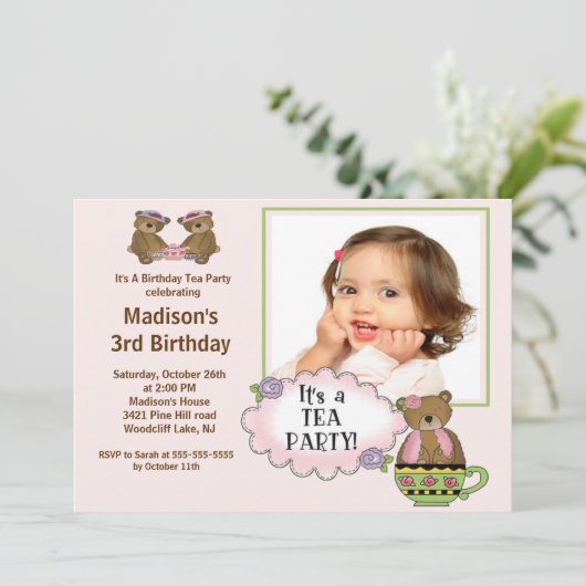 正式のパーティーのパーティーの写真の誕生日のパーティの招待状 招待状 (スタンド正面)