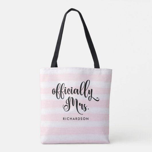 正式ストライプのなミセス | 新花嫁パーソナライズされた トートバッグ (裏面)