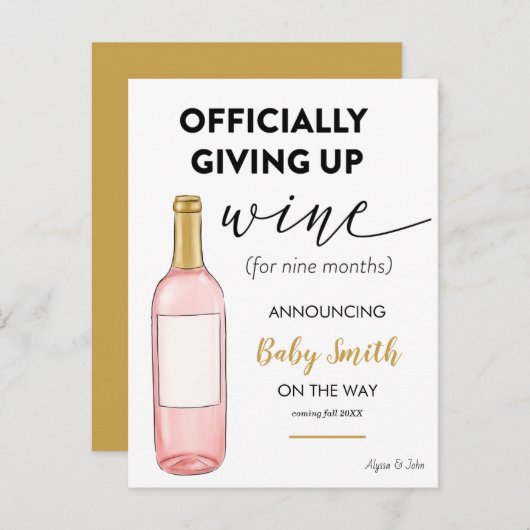 正式与えなワイン妊娠おもしろい 案内ポストカード (正面/裏面)