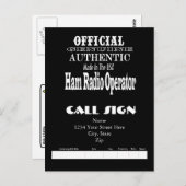 正式製USAハム無線QSLカード，正式製 ポストカード (正面/裏面)