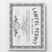 正当な許可 フォトプラーク (正面)