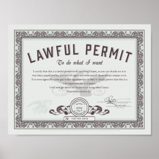 正当な許可 ポスター (正面)