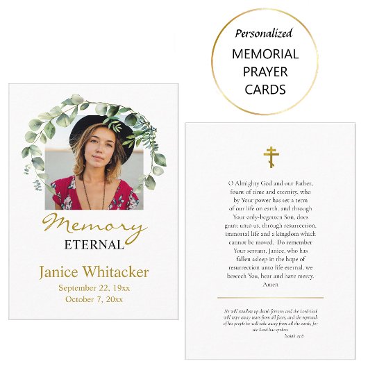 正教キリスト教写真葬儀祈祷カード プレイスカード