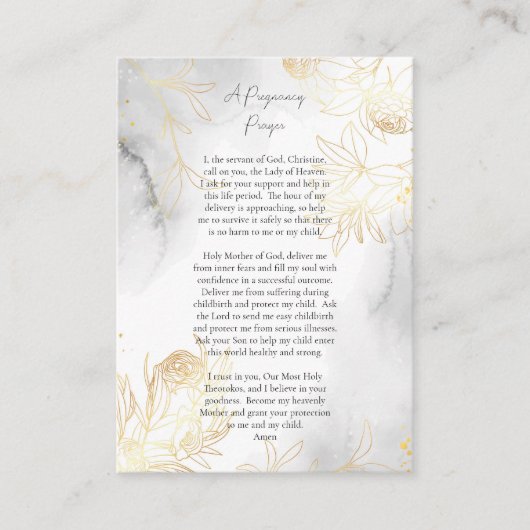 正教会の妊娠祈りのカード プレイスカード (正面)