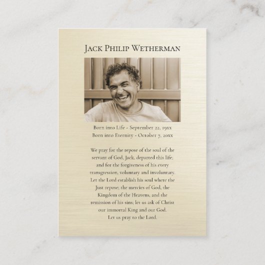 正教会キリスト教写真記念祈りの言葉カード プレイスカード (裏面)